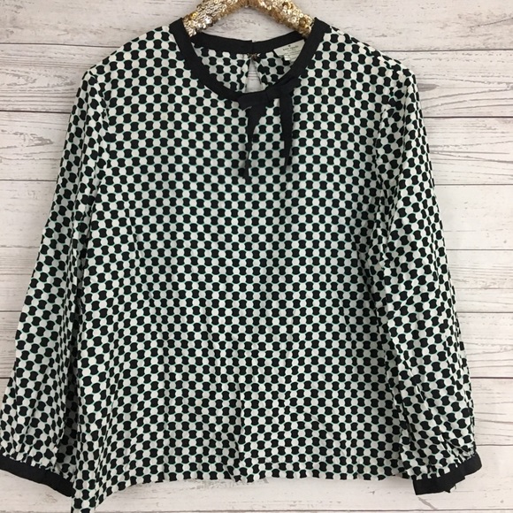 kate spade Tops - Kate Spade silk polka dot bow turquoise blouse top